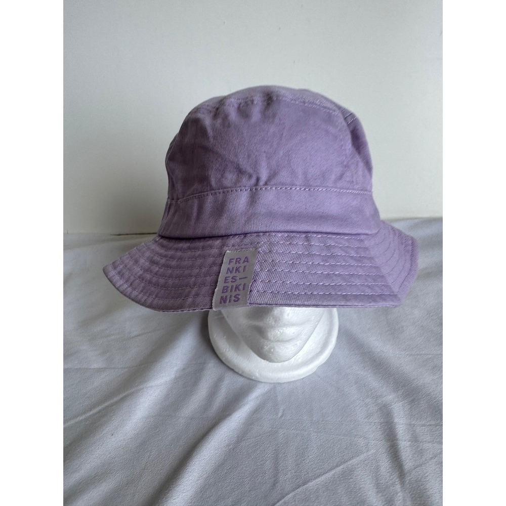 Frankies Bikinis Purple Cotton Twill Bucket Hat Lavender Sun Hat Womens ML beach